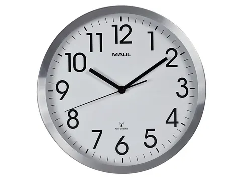 Wandklok MAUL Move RC Ø30,5cmx4.5cm aluminium/wit incl.batterij