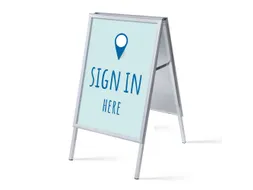 Stoepbord A1 complete set met print "Sign in here" Blauw