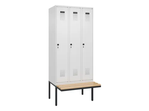 locker met bank,HxBxD 2120x900x815mm,3vak,vak B 300mm,draaigrendel