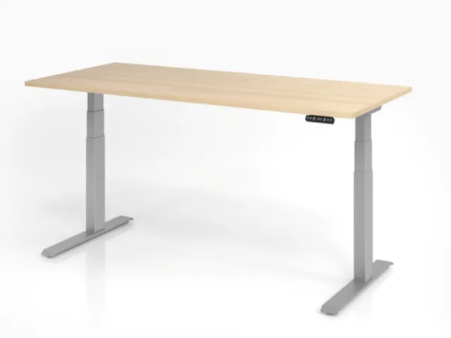Bureau assis-debout électrique 640-1290x1800x800mm chêne/argenté