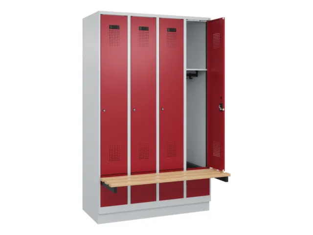 locker met bank,HxBxD 1950x1200x815mm,4vak,vak B 300mm,cilinderslot