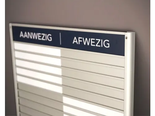 Menoor In-Uit bord 60 namen Aluminium Aanwezig/Afwezig Donkerblauw