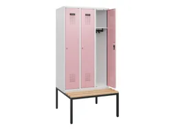locker met bank,HxBxD 1950x900x815mm,3vak,vak B 300mm,cilinderslot