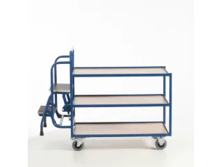Orderverzamelwagen 990x590mm Totale H 1135mm 3 Etages Hout Ral5010 - 1