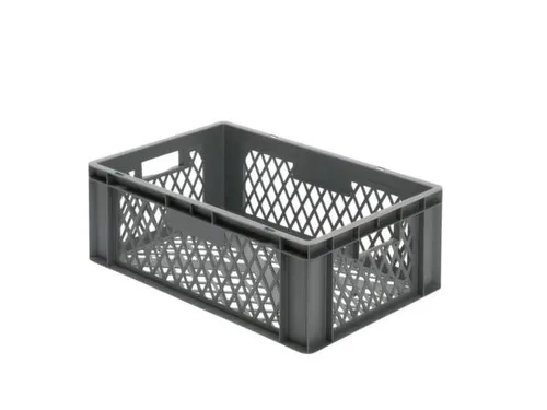 Euronorm-stapelbak 40l 210x600x400mm Wanden/bodem Opengewerkt Grijs