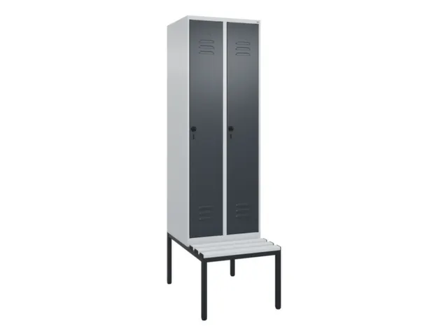 locker met bank,HxBxD 2120x600x815mm,2vak,vak B 300mm,draaigrendel