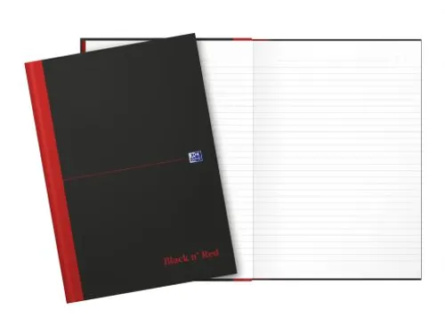 Notitieboek Oxford Black n' Red A4 96vel lijn zwart
