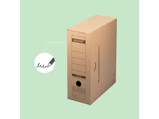 Archiefdoos Leitz 6086 Premium 120x275x325mm met afsluitklep bruin - 8