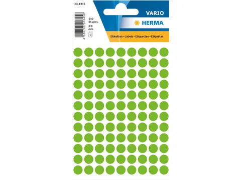 HERMA 1845 Multipurpose etiketten Rond 8mm Groen 540 stuks