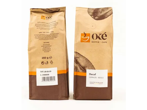 OKE Koffie gemalen koffie Decafiné zak van 250g