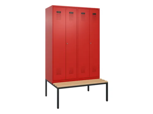 locker met bank,voor scheiding van kleding,HxBxD 2120x1200x815mm,4vak