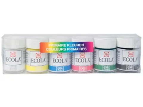 Ecola plakkaatverf potje 16ml, 6 potjes assorti