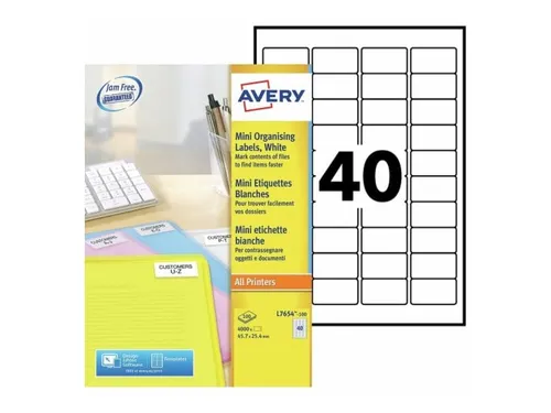 laseretiket Avery 45,7x25,4mm wit 100 vel 40 etiketten per vel