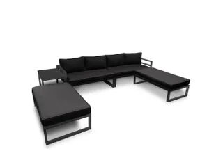 Loungeset aluminium Zwart/Antraciet 8-zits tuinset met bijzettafel - 2