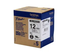 HGE131 BROTHER P-TOUCH 12mm(5) zwart op transparant