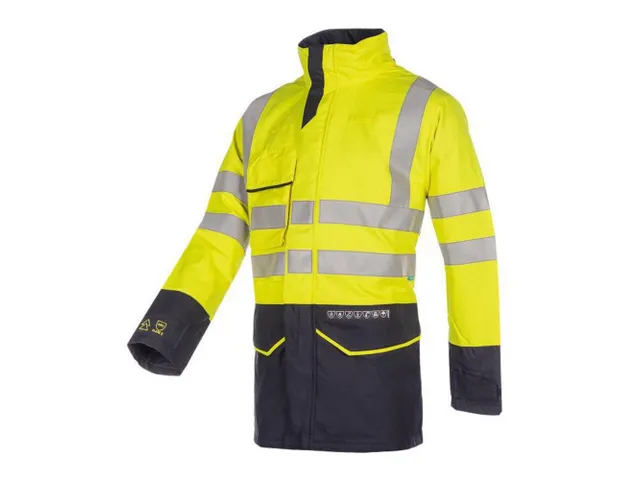 Sioen Glacier regenjas, fluo geel/marineblauw, maat XL, per stuk