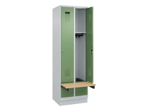 locker met bank,HxBxD 1950x600x815mm,2vak,vak B 300mm,cilinderslot