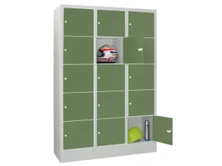 lockerkast,HxBxD 1850x1200x500mm,3x5vakken,RAL7035,front RAL6011 - 2