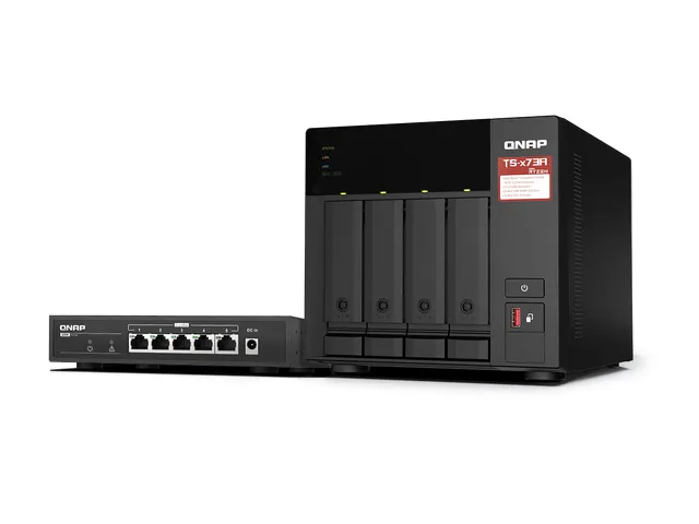 QNAP TS-473A + QSW-1105-5T Bundle Pack, NAS, Tower, Ryzen Embedded, V1