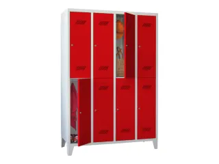dubbeldekse locker,HxBxD 1850x1200x500mm,4x2vak.,RAL7035,front RAL3000 - 2
