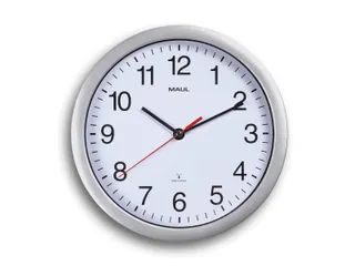 Wandklok MAUL Run RC Ø25x5cm kunststof zilver/wit incl batterij - 1