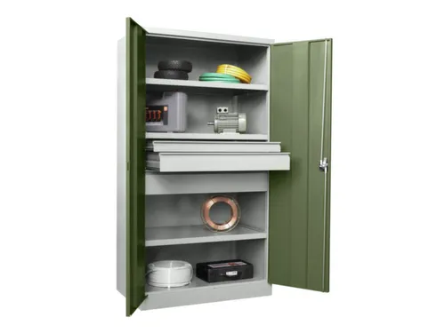 systeemkast,HxBxD 1950x1040x630mm,3xStalen bodem,RAL7035,front RAL6011