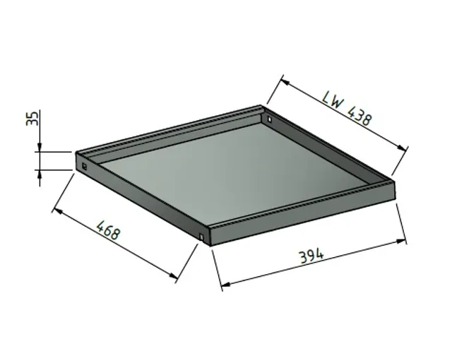 uittrekbaar legbord,v. werkplaatskast,m. bakrand,BxD 500x500mm