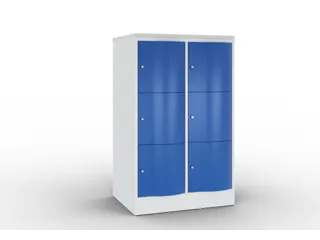 lockerkast,HxBxD 1255x770x640mm,2x3vakken,romp RAL7035,front RAL5010 - 2