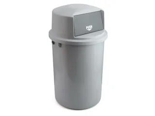 Kunststof afvalbak met klapdeksel 126 liter grijs - 1