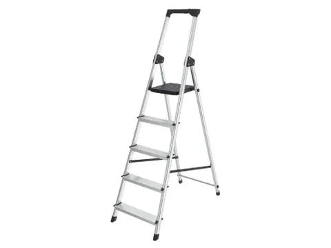 Huishoudtrap BRASQ 5 treden aluminium SLA500 zilver