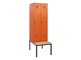 locker met bank,HxBxD 1950x600x815mm,2vak,vak B 300mm,draaigrendel - 2