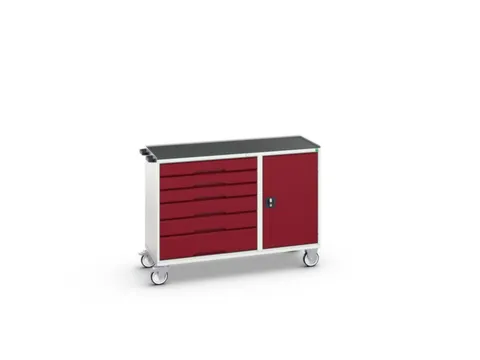 montagetafel 965x1300x550mm staalblad 6 laden kast front RAL3004