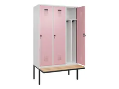 locker met bank,voor scheiding van kleding,HxBxD 2120x1200x815mm,3vak