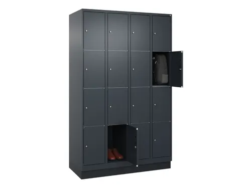 lockerkast,HxBxD 1950x1200x500mm,4x4vakken,vak B 300mm,cil.-slot