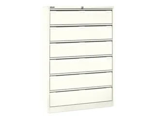 fichekast,HxBxD 1321x800x622mm,drie banen,6lade(n),romp wit,front wit - 3