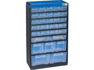 magazijnkast HxBxD 525x300x135mm 30laden behuizing zwart/blauw - 1