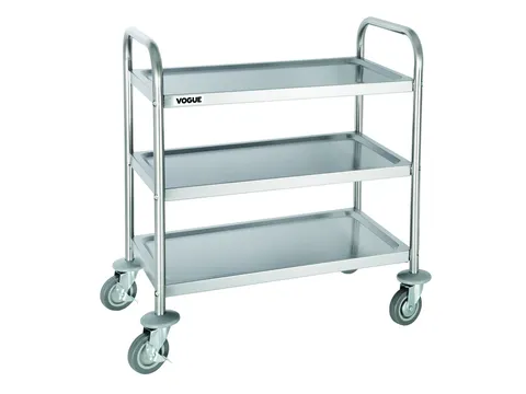 Serveerwagen Vogue RVS met 3 plateaus 128kg 82.5x71cm