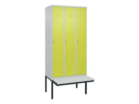 locker met bank,HxBxD 2120x900x815mm,3vak,vak B 300mm,cil.-slot