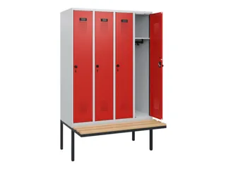 locker met bank,HxBxD 1950x1200x815mm,4vak,vak B 300mm,draaigrendel - 1
