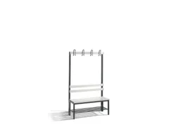 Omkleedbank 1000mm Pvc-Zitlatten Enkel Hakenlijst Schoenenrek Ral7021