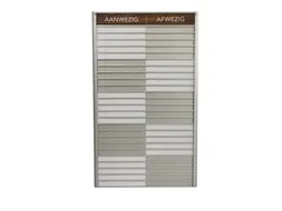 Menoor In-Uit bord 25 namen Aluminium Aanwezig/Afwezig donker Houtlook