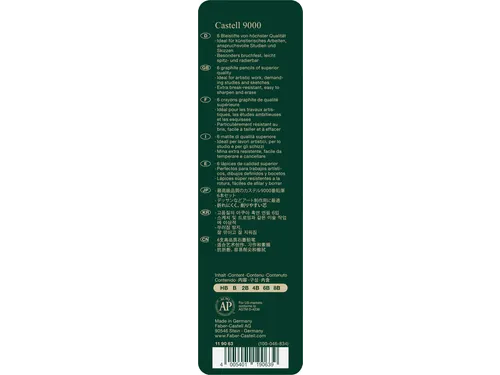 Potlood Faber-Castell 9000 6 hardheden in blik