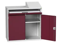 pc-kast 1130x1050x550mm toetsenbordblad RAL7035 + RAL3004