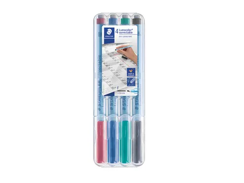 Viltstift Staedtler OHP Lumocolor 305 Non Perm. Correct F set à 4st