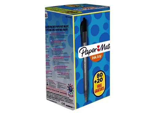 Balpen Paper Mate Inkjoy 100RT medium zwart valuepack 80+20 gratis