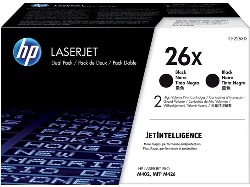 HP 26X Toner CF226XD Zwart Duo Pack 2x 9000 Pagina’s
