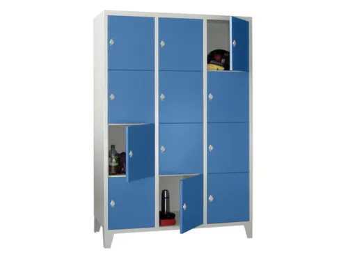 lockerkast,HxBxD 1850x1200x500mm,3x4vakken,RAL7035,front RAL5012