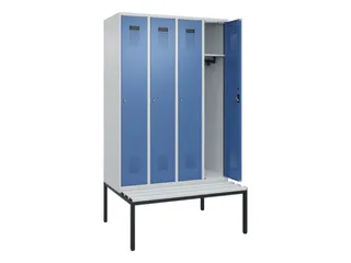 locker met bank,HxBxD 2120x1200x815mm,4vak,vak B 300mm,cilinderslot - 1