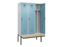 locker met bank,voor scheiding van kleding,HxBxD 2120x1200x815mm,3vak