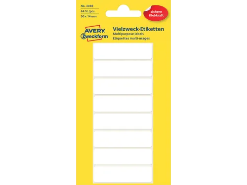 Etiket Avery Zweckform 3086 50x14mm wit 64 stuks